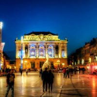 Place de la Comédie In Montpellier, France. This is "the" place in Montpellier where things happen. Shot with the X100S using ISO bracketing, which makes it really easy to blend in Photomatix when there are moving subjects.